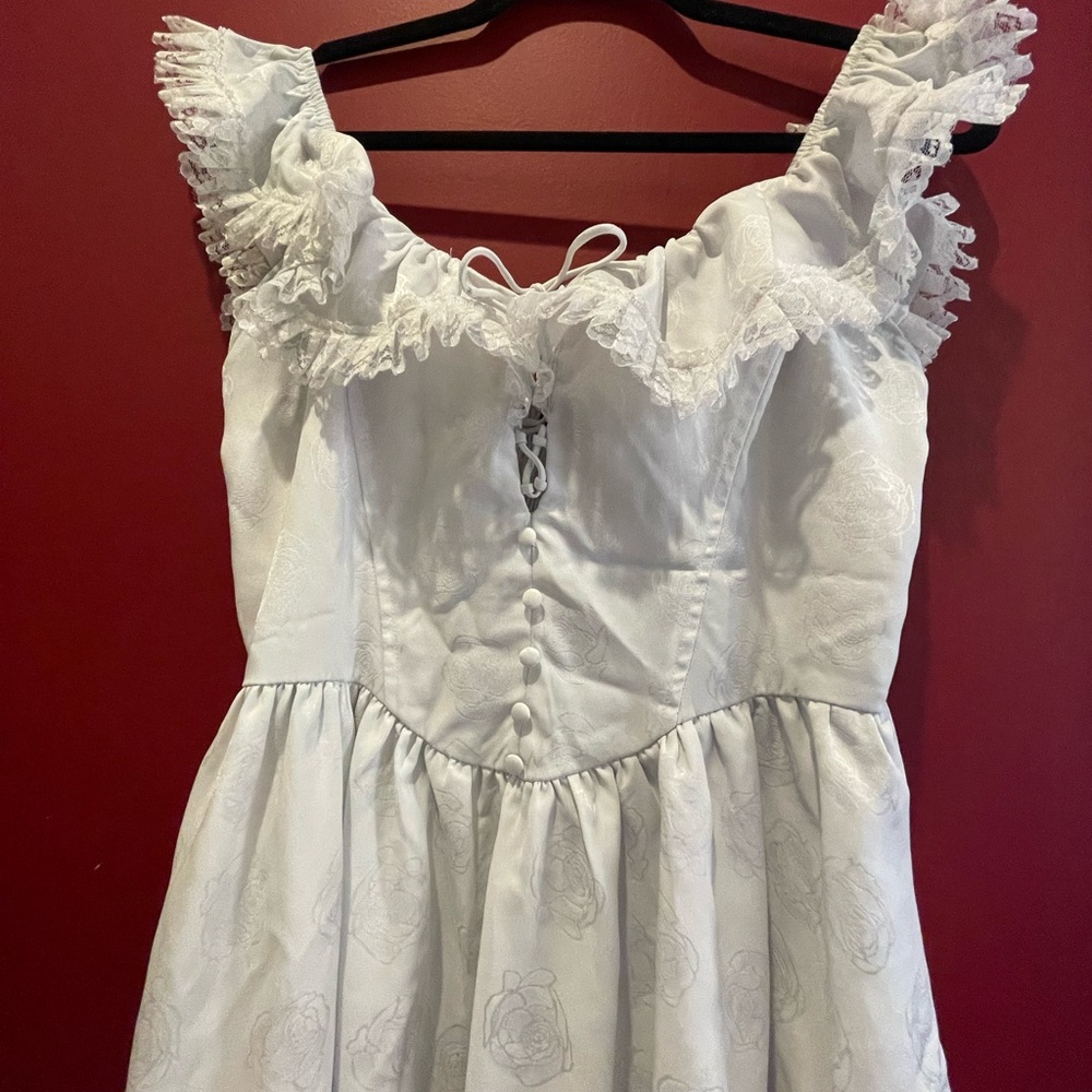 Cottagecore Coquette White Ruffle Dress